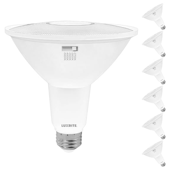 Luxrite PAR38 LED Flood Light Bulb 13W=90W 5CCT 1200 Lumens Dimmable 6 Pack
