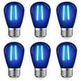 thumbnail image 1 of Luxrite S14 Edison LED Blue Light Bulb 0.5W Colored LED Bulbs for Outdoor String Lights UL Listed E26 Base 6 Pack, 1 of 7