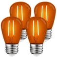 thumbnail image 1 of Luxrite S14 Edison LED Orange Light Bulb 0.5W Colored LED Bulbs for Outdoor String Lights UL Listed E26 Base 4 Pack, 1 of 7