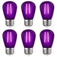 thumbnail image 1 of Luxrite S14 Edison LED Purple Light Bulbs 0.5W Colored LED Bulbs for Outdoor String Lights UL Listed E26 Base 6 Pack, 1 of 7