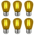 thumbnail image 1 of Luxrite S14 Edison LED Yellow Light Bulbs 0.5W Colored LED Bulbs for Outdoor String Lights UL Listed E26 Base 6 Pack, 1 of 7