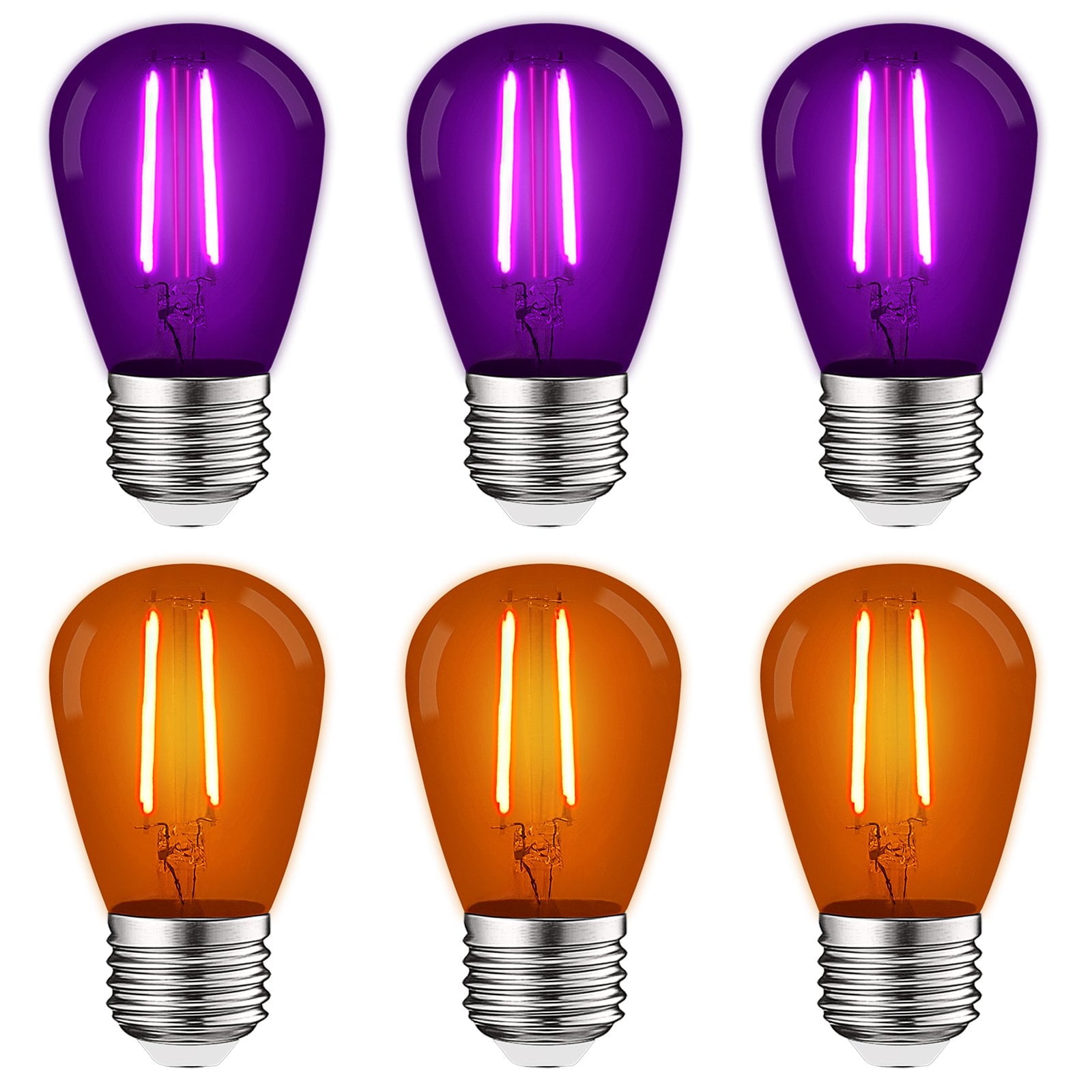 Luxrite S14 Halloween LED Purple and Orange Light Bulbs, 0.5W