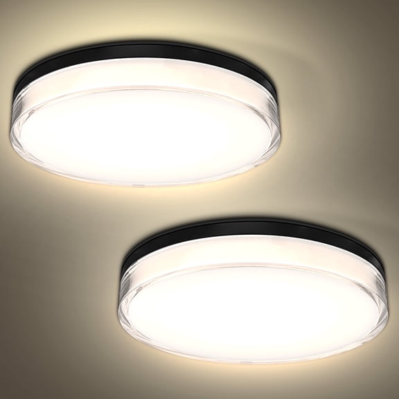 Luxrite Slim 12 In. LED Flush Mount Light, 5CCT, 20W, 2000LM, 110 Beam, Dimmable IP65 Waterproof Wet Rated & ETL 2 Pack