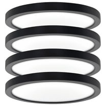 Luxrite Slim 9" LED Flush Mount 18W 1200LM 5CCT Dimmable Wet Rated Black 4 Pack