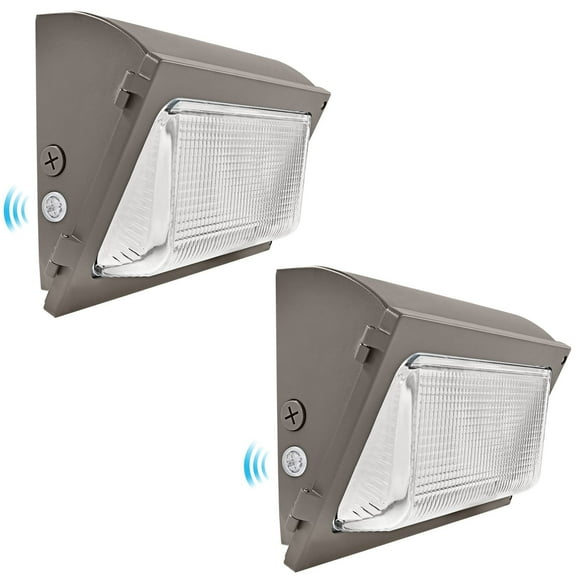 Luxrite Slim LED Wall Pack Light with Dusk to Dawn, 72W-120W Tunable, 16200LM, 3CCT 3000K-5000K, IP65, 120-277V 2 Pack