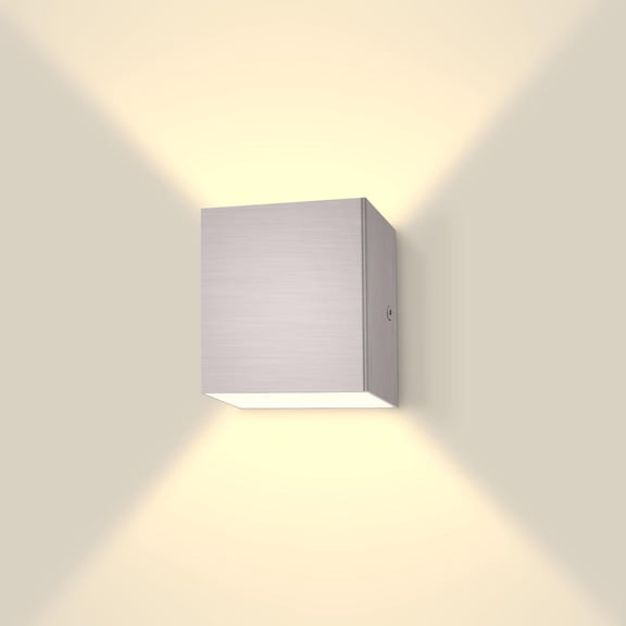 Luxrite Square LED Up and Down Wall Sconce, 5CCT 2700K-5000K, 15W, 1000LM, IP65, Brushed Nickel