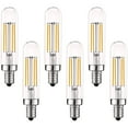 thumbnail image 1 of Luxrite T6 T6.5 Vintage LED Tube Light Bulbs 5W= 60W, 3000K Soft White, Dimmable, 500 Lumens, UL Listed, E12, 6-Pack, 1 of 7