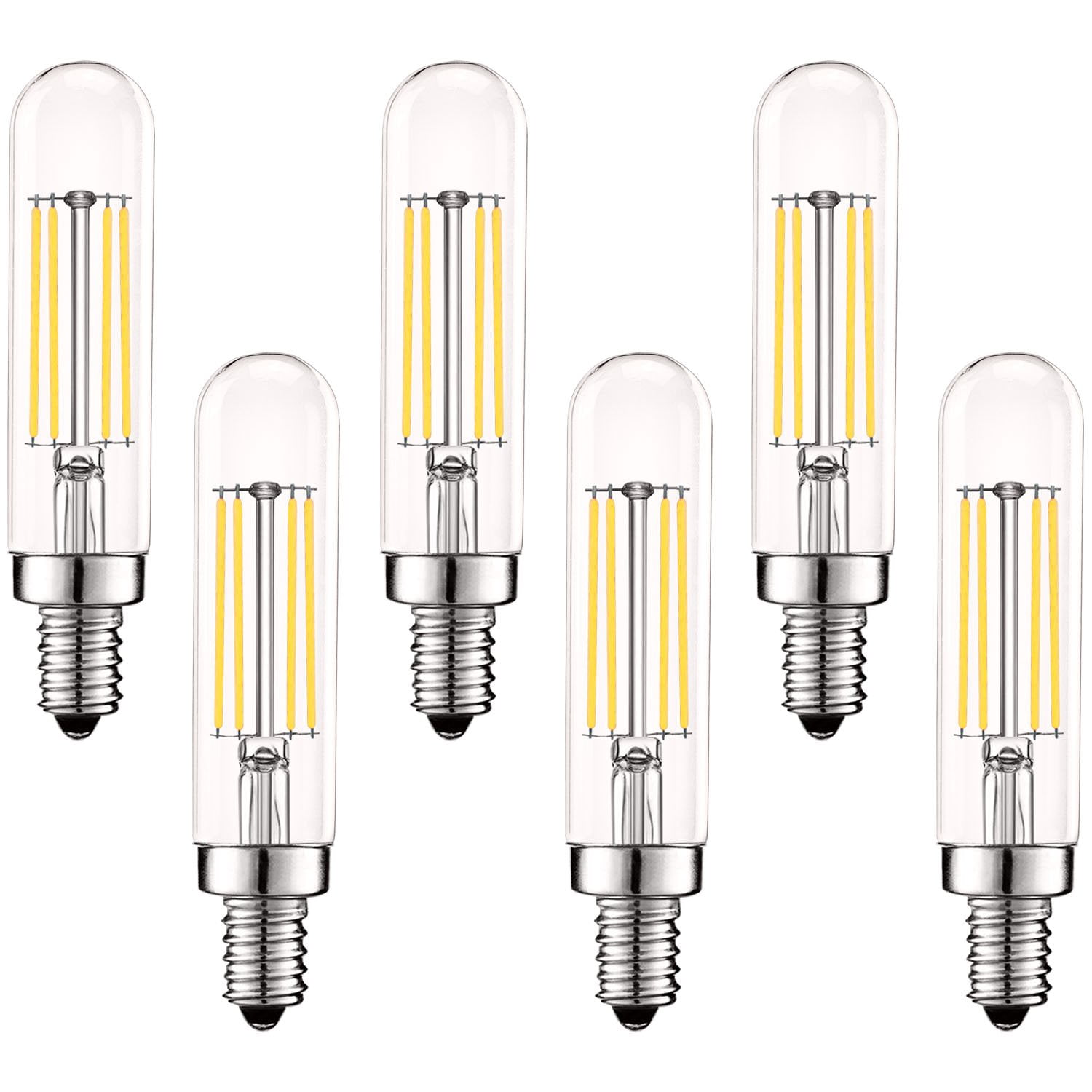 Luxrite T6 T6.5 Vintage LED Tube Light Bulbs 5W 60W 4000K Cool White Dimmable 500 Lumens UL Listed E12 6 Pack Walmart