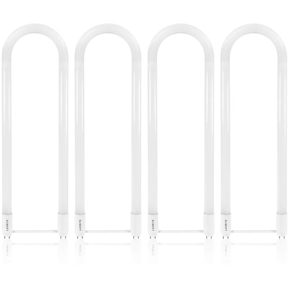 Luxrite T8 T12 U Bend LED Tube Light 18W=32W 3000K Soft White, 2000 Lumens, G13, 4-Pack