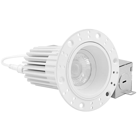Luxrite Trimless 2 Inch LED Recessed Lighting with Junction Box, CRI 90, 5CCT Selectable 2700K-5000K, Dimmable Ceiling Spotlight, 14W, 1000LM, Wet & IC Rated, Plaster Downlight, ETL Listed