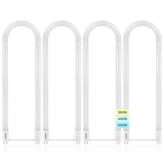 Luxrite U Bend LED Tube Light, T8 T12, 17.5W, 3 CCT, 2100 Lumens Direct or Ballast Bypass UL Listed G13 Base 4-Pack
