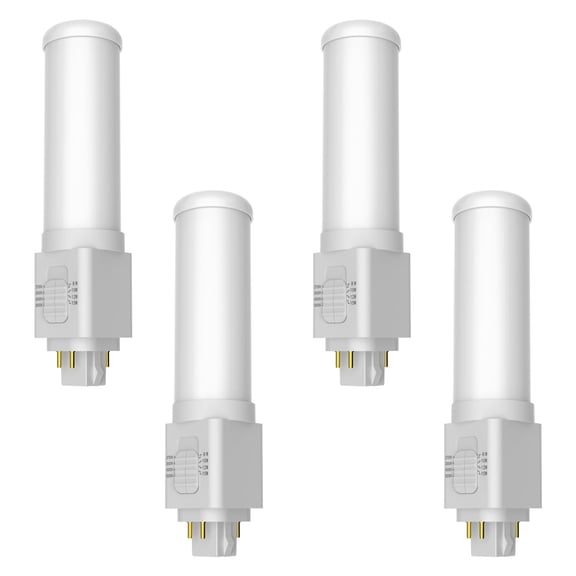 Luxrite Universal Horizontal Quad Style G24Q 4-Pin LED Bulb, Type A+B, 4CCT, 8W-15W, Up to 1700LM, 120-277V 4 Pack