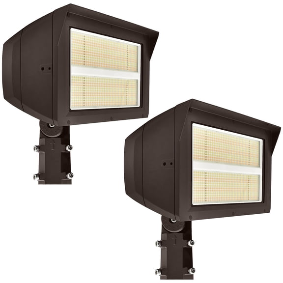 Luxrite Universal LED Flood Light, 3CCT, 200W-300W, Up to 44400LM, IP65, Dimmable, Dusk to Dawn Photocell Sensor 2 Pack