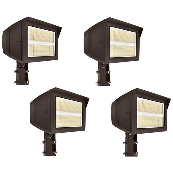Luxrite Universal LED Flood Light, 3CCT, 200W-300W, Up to 44400LM, IP65, Dimmable, Dusk to Dawn Photocell Sensor 4 Pack