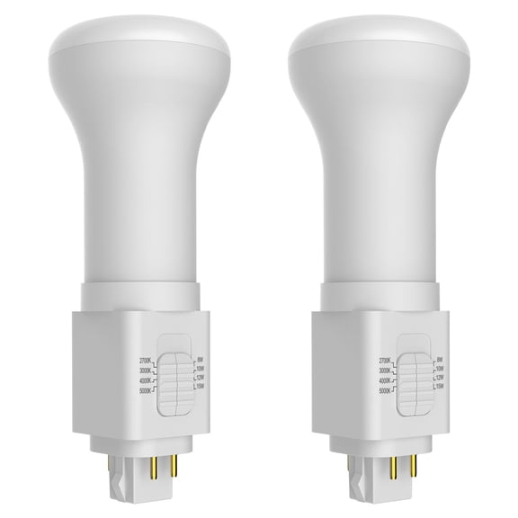 Luxrite Universal Vertical Quad Style G24Q 4-Pin LED Bulb, Type A+B, 4CCT, 8W-15W, Up to 1800 LM, 120-277V, 2 Pack