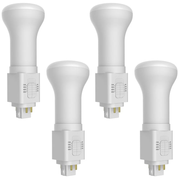 Luxrite Universal Vertical Quad Style G24Q 4-Pin LED Bulb, Type A+B, 4CCT, 8W-15W, Up to 1800 LM, 120-277V, 4 Pack