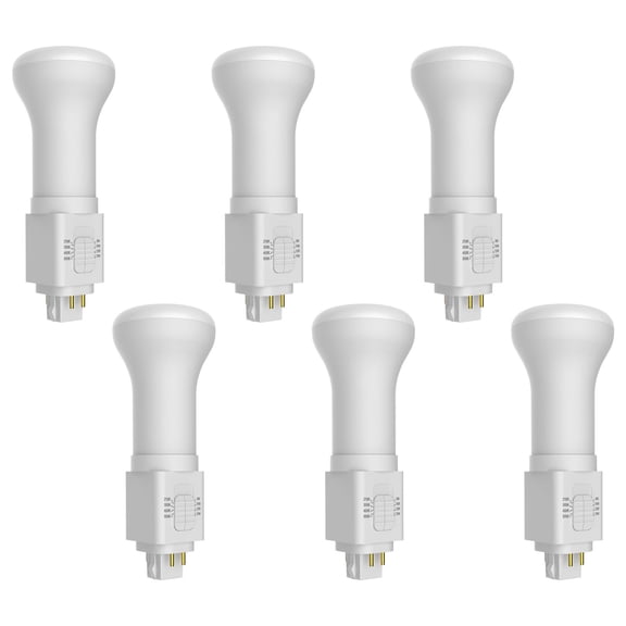Luxrite Universal Vertical Quad Style G24Q 4-Pin LED Bulb, Type A+B, 4CCT, 8W-15W, Up to 1800 LM, 120-277V, 6 Pack