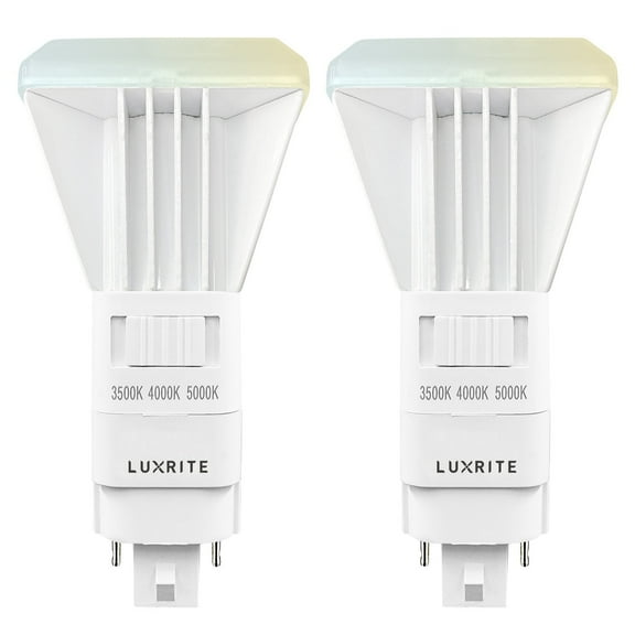 Luxrite Vertical PL LED CFL Replacement, 11W, Ballast Bypass, Fits G24D G24Q GX24Q, 3 Color Selectable, 1450 Lumens 2-Pack