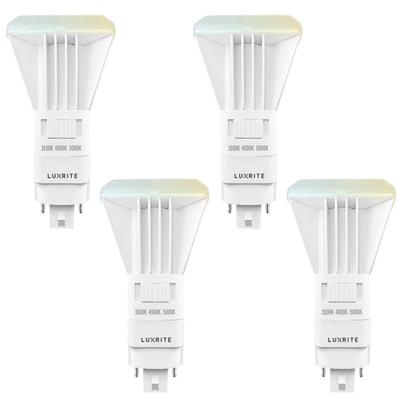 Luxrite Vertical PL LED CFL Replacement, 11W, Ballast Bypass, Fits G24D G24Q GX24Q, 3 Color Selectable, 1450 Lumens 4-Pack