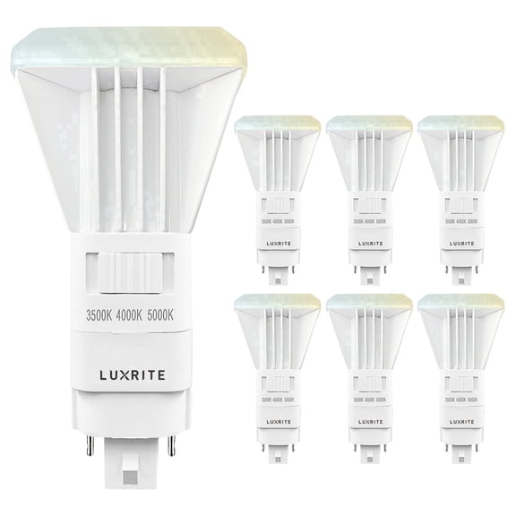 Luxrite Vertical PL LED CFL Replacement, 11W, Ballast Bypass, Fits G24D G24Q GX24Q, 3 Color Selectable, 1450 Lumens 6-Pack