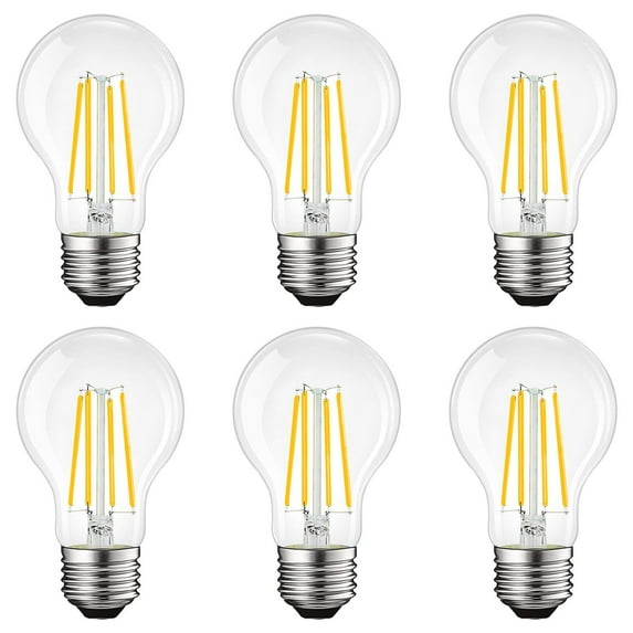 Luxrite Vintage A19 LED Light Bulb 100 Watt Equivalent 1600 Lumens 3000K Soft White Dimmable 12W Damp Rated UL E26 Base 6 Pack