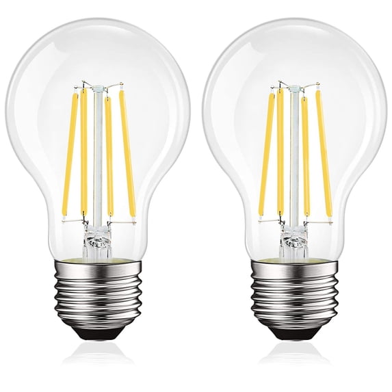 Luxrite Vintage A19 LED Light Bulb 100 Watt Equivalent 1600 Lumens 5000K Bright White Dimmable 12W Damp Rated UL E26 Base 2 Pack