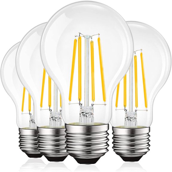Luxrite Vintage A19 LED Light Bulbs 12W=100W 1600 Lumens 3500K Dimmable 4 Pack