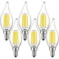 thumbnail image 1 of Luxrite Vintage Candelabra LED Bulb 4000K Cool White 550lm 5W=60W Dimmable Flame Tip Clear Glass E12 Base (6 Pack), 1 of 5