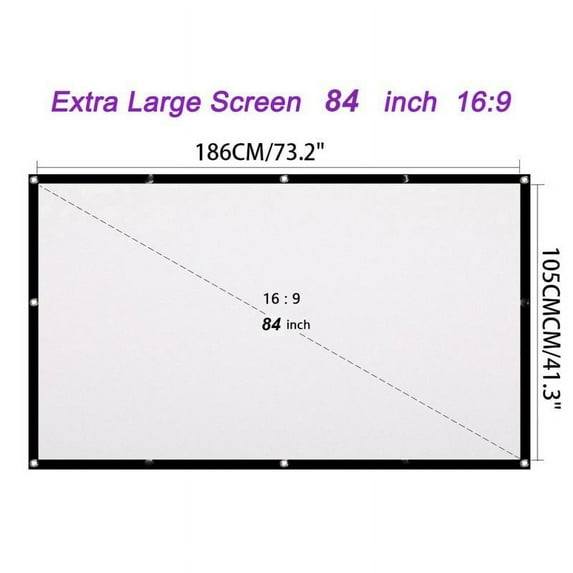 Luxsea 120inch Projector Screen Indoor Outdoor Portable Movie Screens 16:9 HD Projection 4K Outdoor Indoor Public Display Screen
