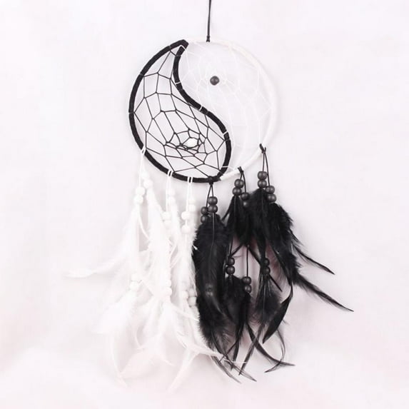 Luxsea 6.5" Diameter Dream Catcher Handmade Traditional Dream Catche Yin Yang 16" Long Home Decoration