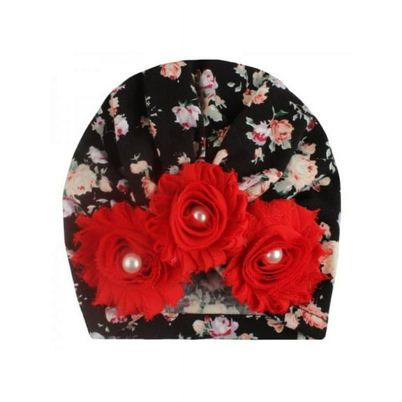 Luxsea Baby Turban Hats Soft Cute Newborn Baby Flower Pearl Design Caps Turban Elastic Hat