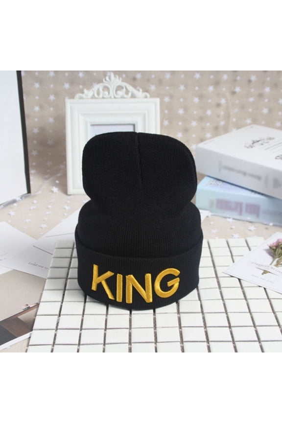 Fashion King and Queen Skullies Hood Winter Warm Caps Sport Beanie Hats for Couples