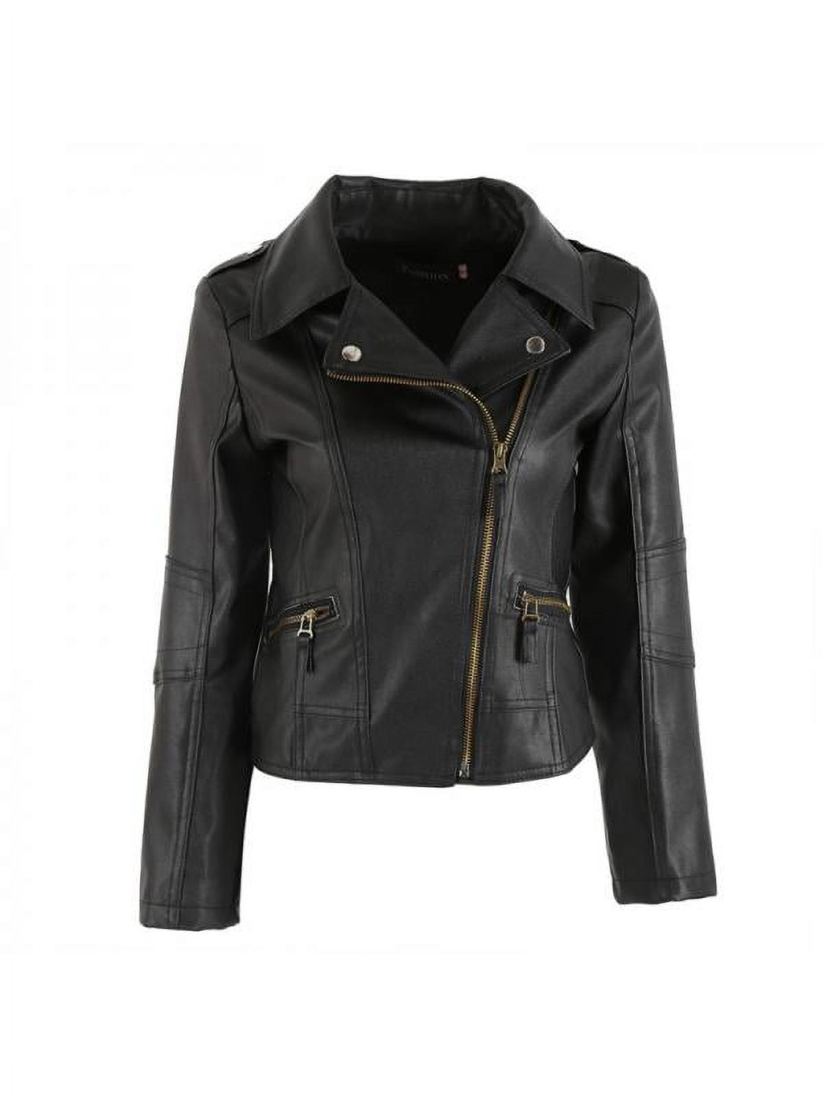 Luxsea Fashion Women Leather Motorcycle Zipper Punk Coat Biker Jacket Lady Autumn Winter Outwear - image 1 of 6