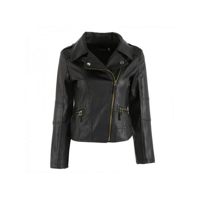 Luxsea Fashion Women Leather Motorcycle Zipper Punk Coat Biker Jacket Lady Autumn Winter Outwear