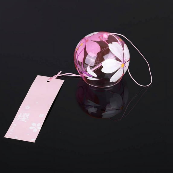 Luxsea Japan Style Handpaint Sakura Glass Wind Chimes Wind Bells Home Garden Office Hanging Decorations
