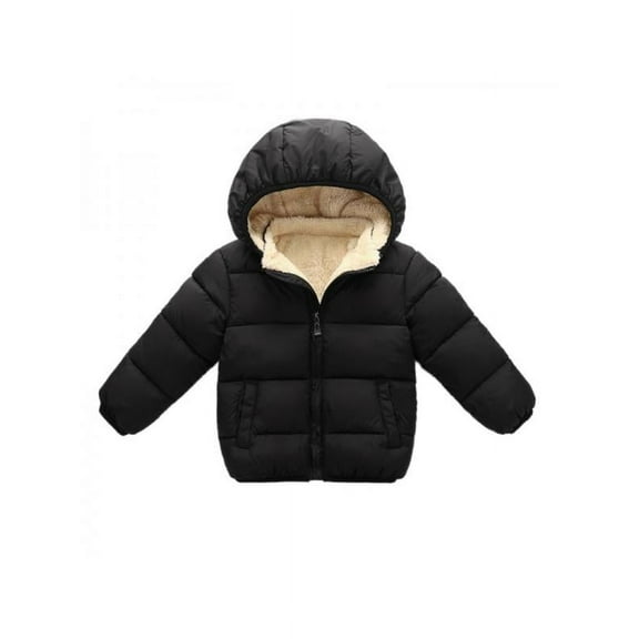 Luxsea Kids Winter Warm Jacket Children Plus Velvet Cotton Hooded Puffer Coat for 2-7 Y