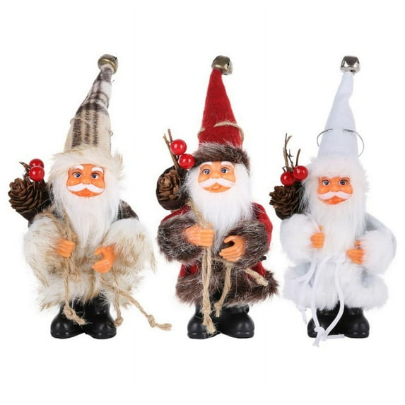 Luxsea Multi-color Santa Claus Doll Toy Cotton Plush Ornaments, 3 Count (6.29")