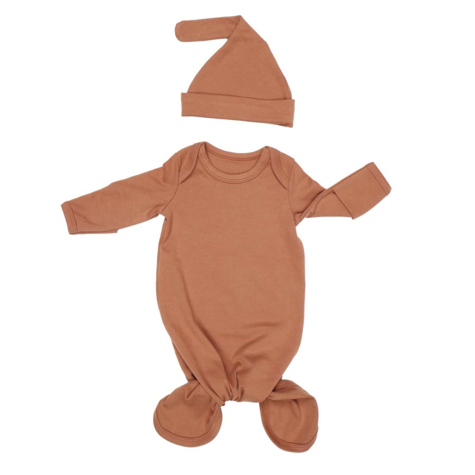 Luxsea Newborn Baby Nightgowns Ribbed Knotted Sleeper Gown Sleeping