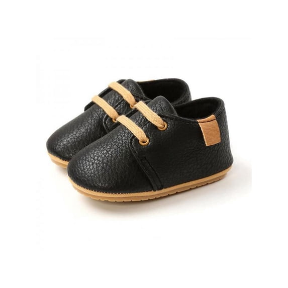 Luxsea Toddler Frist Waliking Shoes Newborn Baby Boy High Grade Leopard PU Lace-up Non-slip Soft Sole