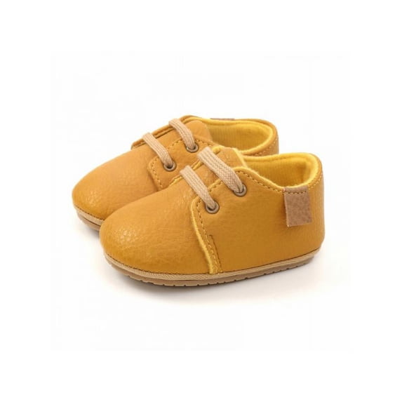 Luxsea Toddler Frist Waliking Shoes Newborn Baby Boy High Grade Leopard PU Lace-up Non-slip Soft Sole