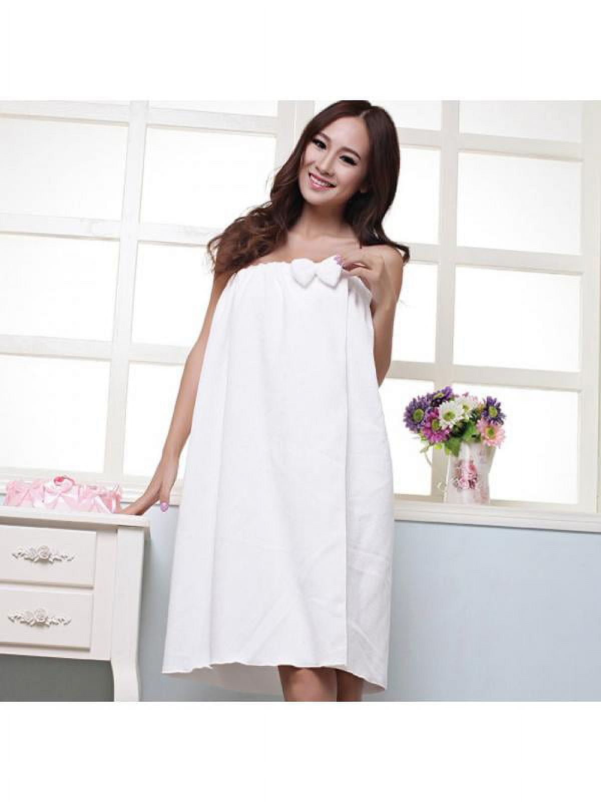 Luxsea Women Microfiber Bath Towel Bathrobe Bow Wrap Towel Adjustable ...