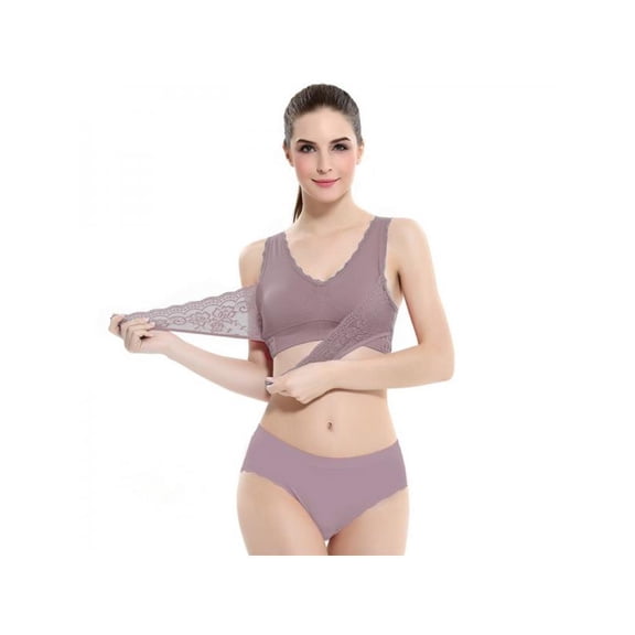 Luxsea Women's Cross Side Buckle Sports Underwear Set Shock-proof And Anti-sagging Gather-back Shaped Vest-style Bra Without Steel Ring