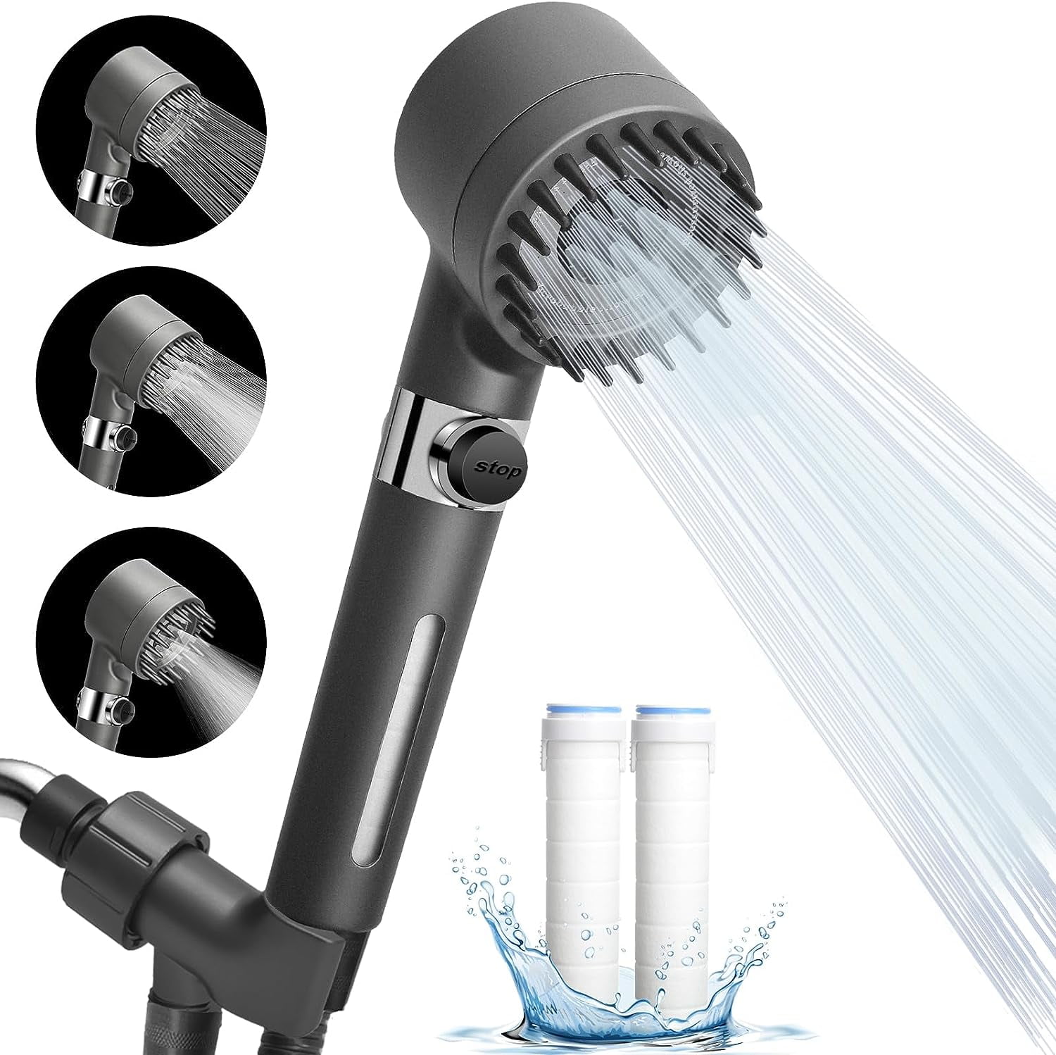 Luxsego High Pressure Shower Heads with Scalp Massager Shampoo Brush
