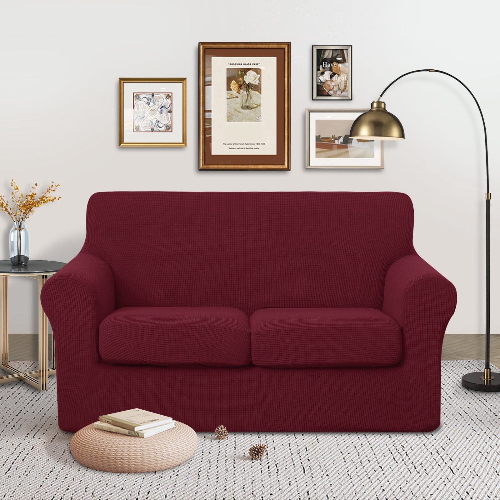 Luxshare Home Stretch Loveseat Cover for Soft Protector Couch Cover,Sofa Covers Washable Pet Friendly Non Slipcover(Loveseat/Burgundy)