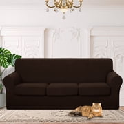 Luxshare Home Stretch Couch Cover for 3 Cushion Furniture Protector Sofa Covers Washable Pet Non Slip cover with Elastic BottomSofa/Chocolate