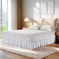 thumbnail image 1 of Luxshare Home Elastic Wrap Around Dust Ruffle Bed Skirt With 15-inch Drop Easy Fit Elastic Strap For Twin, White, 1 of 5