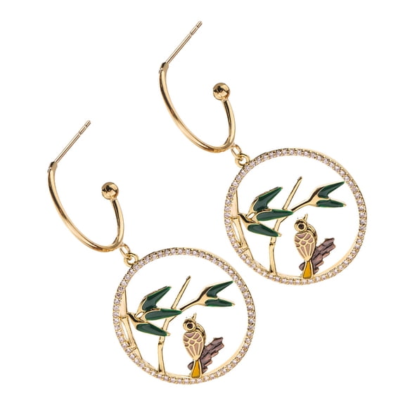 Luxshiny 1 Pair Round Earrings Golden Iron Alloy Earring Decoration Vintage Wives