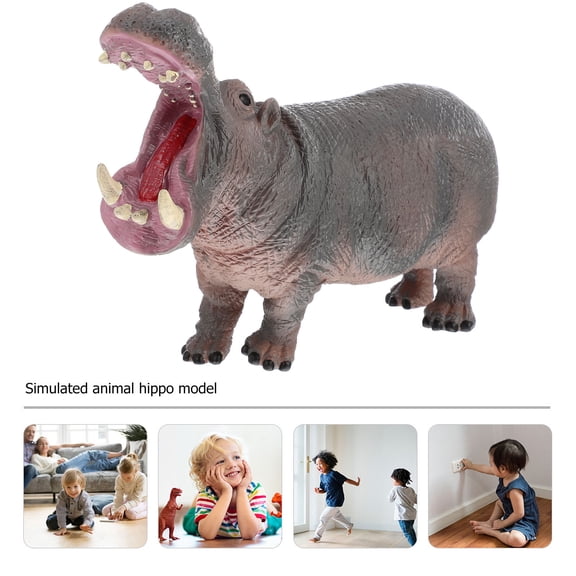 Luxshiny 1Pc Brown Hippo Figurine Vinyl Animal Model for Decoration and Display