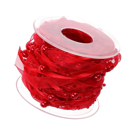 Luxshiny Premium Red Beaded Ribbon for Wedding Decor, Christmas & Holiday Party Decorations, Craft Supplies and Projects