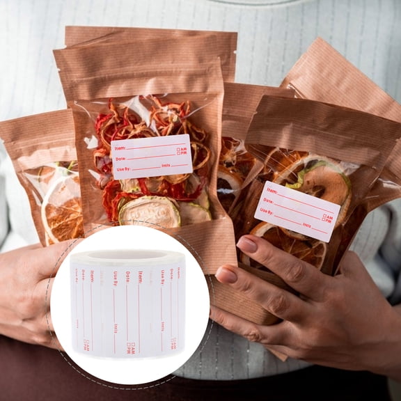Luxshiny 1 Roll Food Date Labels for Kitchen Food Storage Red Copper Plate Record Date